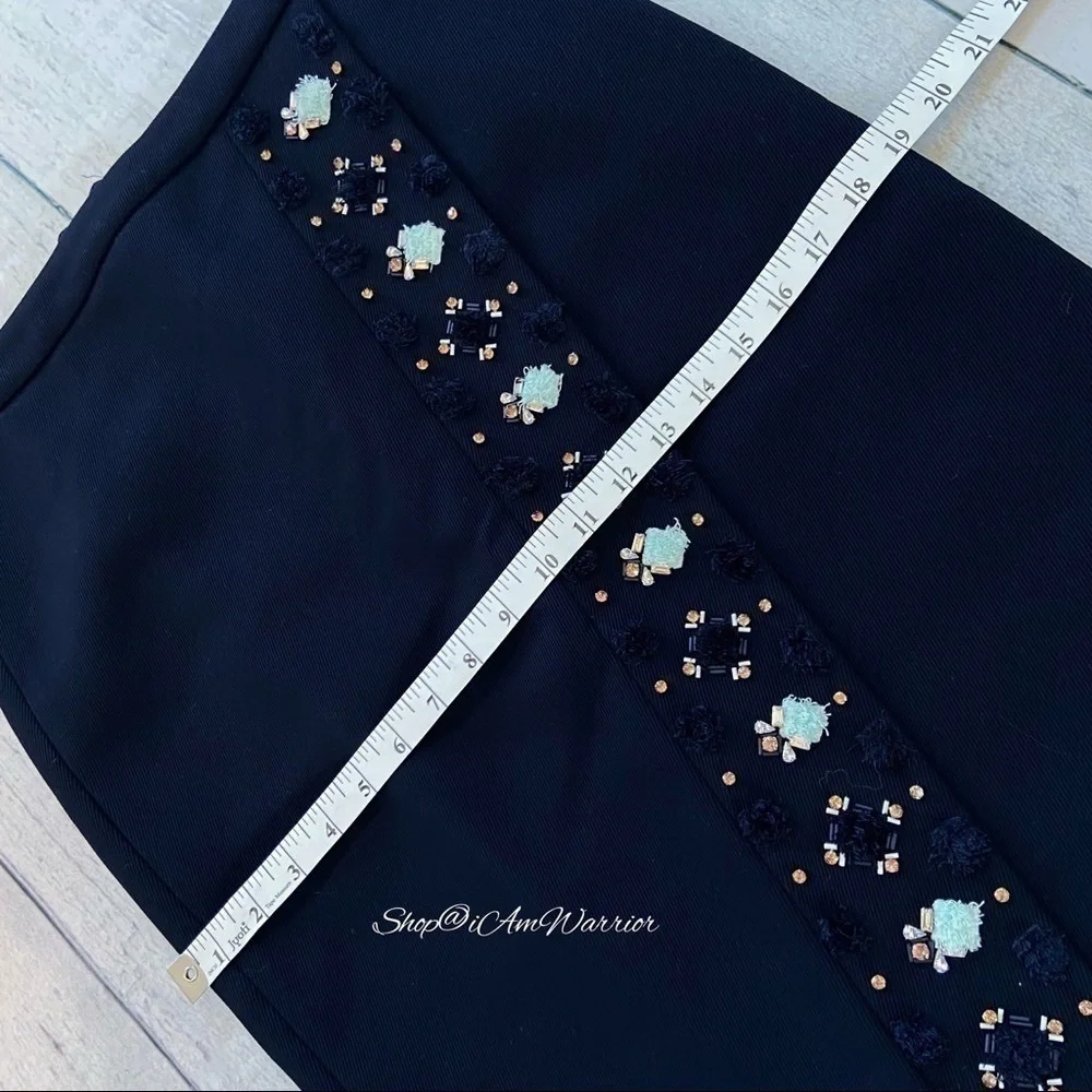J.Crew Collection NWOT navy embellished asymmetrical bonded twill pencil skirt